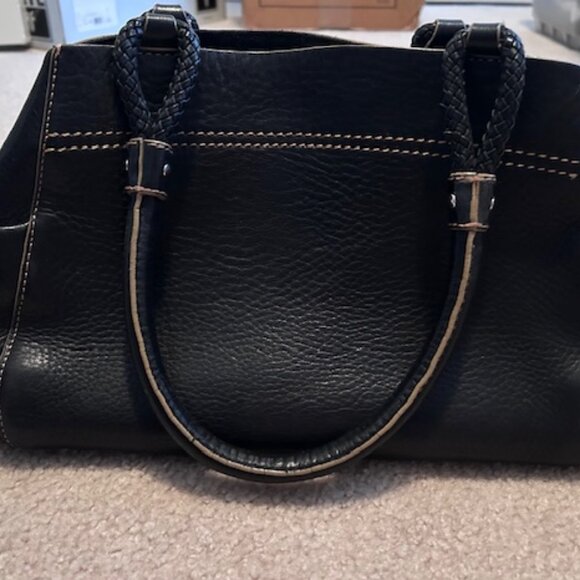 COLE HAAN BLACK  PEBBLEDLEATHER SHOULDER SATCHEL BAG EUC $50 - Picture 1 of 9